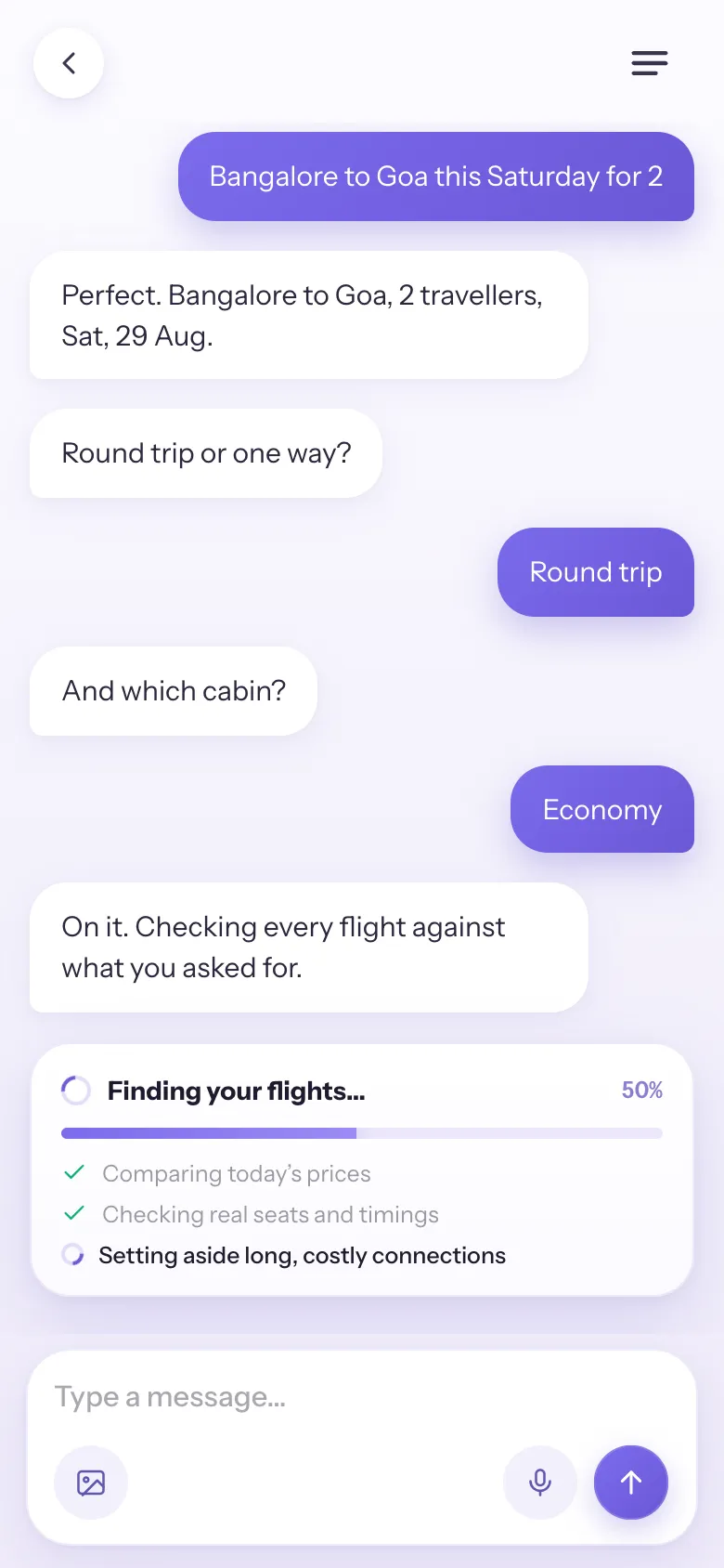 Finding your flights — a short beat that shows the real work