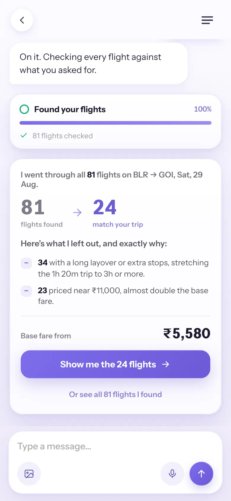 The reveal — the funnel from 81 results down to 24 that make sense