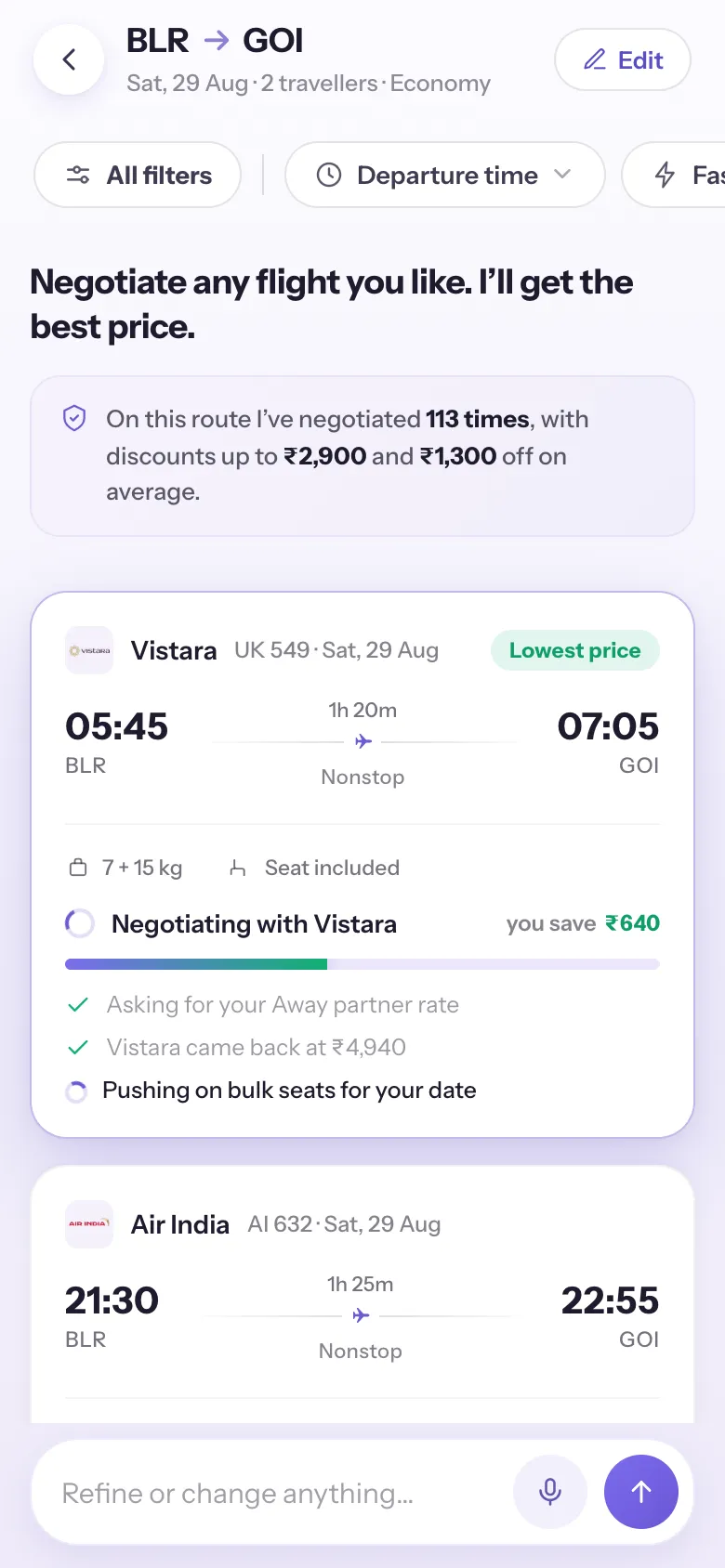 Negotiation running in place on the flight card, saving climbing live