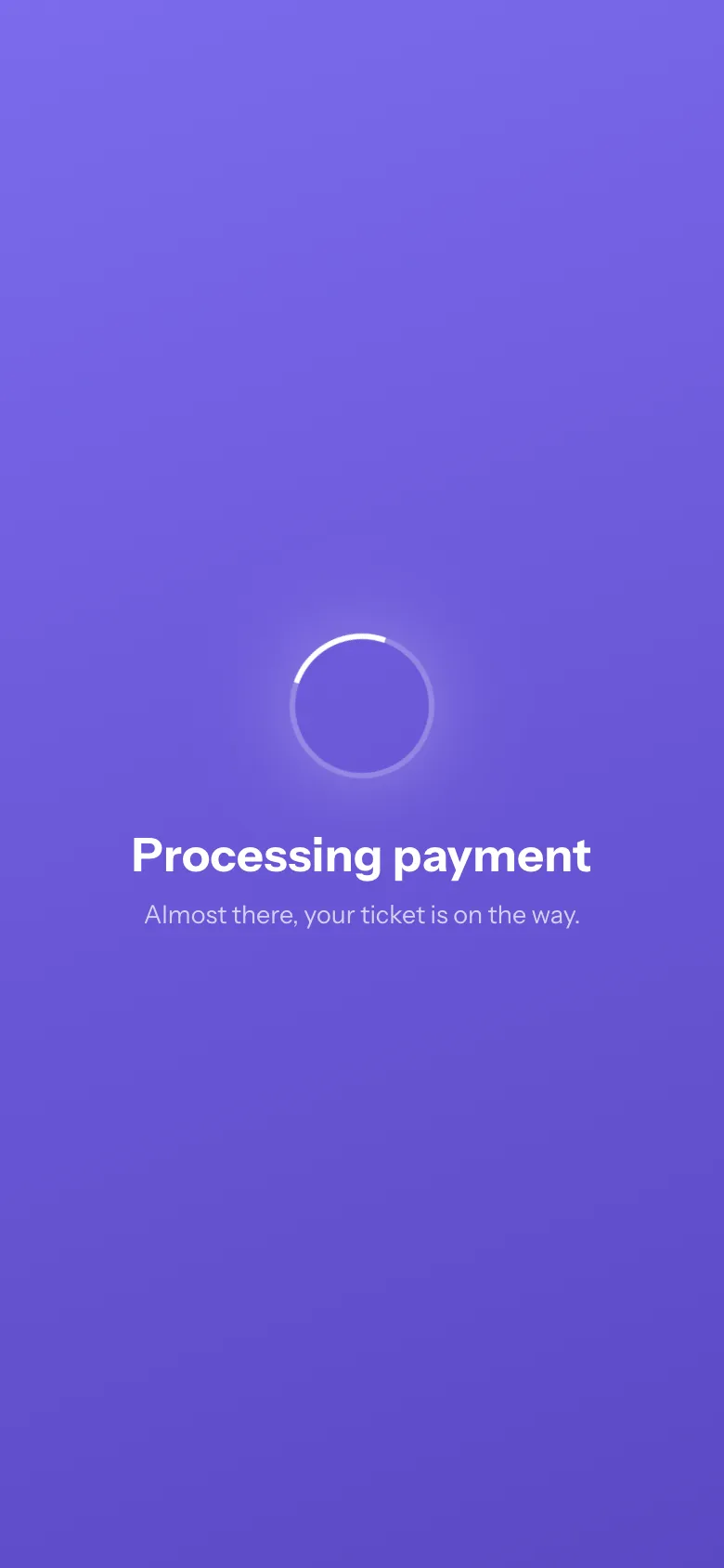 Payment — reassurances that cycle through as the booking goes through
