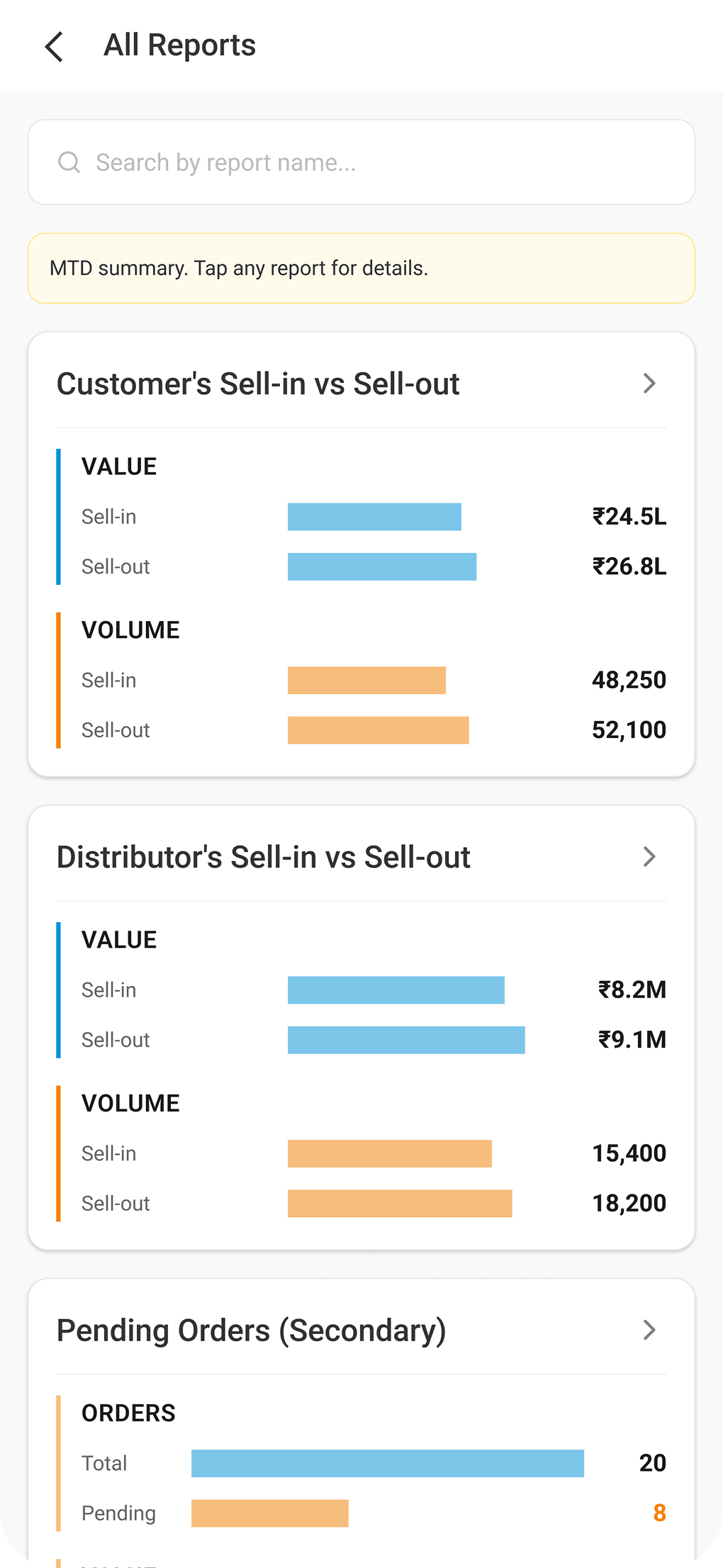 Redesigned reports screen