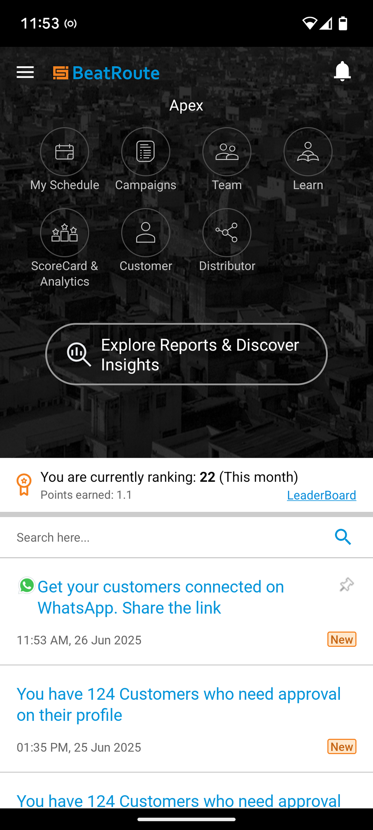 Original BeatRoute home screen